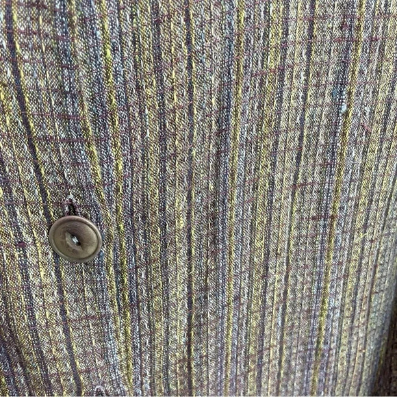 Flax Linen Woven Multi Color Tweed Button Down Top - Picture 3 of 7